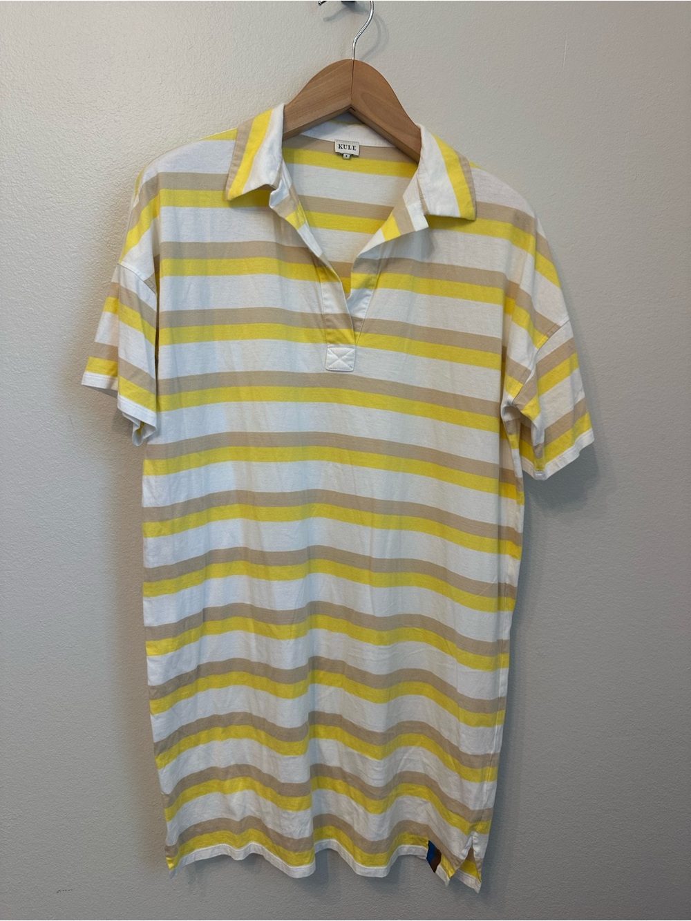 KULE Yellow & White Striped Polo Shirt Dress